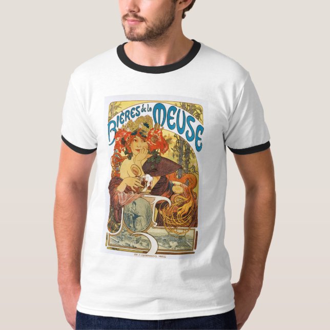 Mucha - Bieres de la Meuse (Bier der Maus) T-Shirt (Vorderseite)