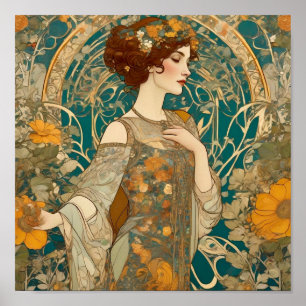 Mucha, Blumenmotive, Werbespots, Tschechoslowakei Poster