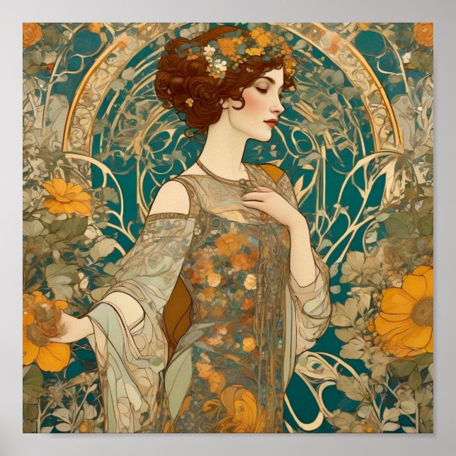Mucha, Blumenmotive, Werbespots, Tschechoslowakei Poster (Vorne)
