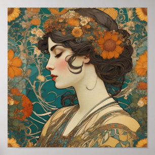 Mucha, Blumenmotive, Werbespots, Tschechoslowakei Poster