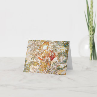 Mucha Femme Avec Cartes De Note Art Nouveau Daisy