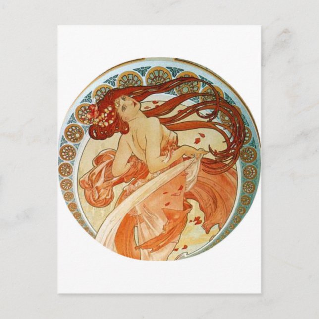 Mucha-Frau Postkarte (Vorderseite)