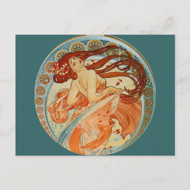 Mucha-Frau Postkarte (Vorderseite)