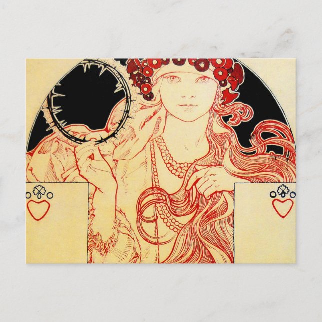 Mucha ~ Girl from Brooklyn Exhibition Poster Postkarte (Vorderseite)