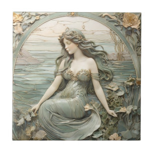 Mucha inspo Mermaid Art Nouveau Imitats Relief L M Fliese