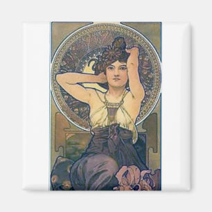 Mucha iris Blume art Deko Magnet