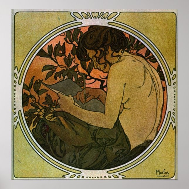 Mucha - Kunst Frau Poster (Vorne)
