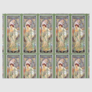 Mucha Kunst Nouveau, das Seidenpapier einwickelt