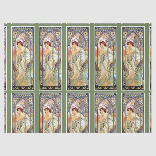 Mucha Kunst Nouveau, das Seidenpapier einwickelt (Vorderseite)