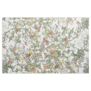 Mucha Kunst Nouveau Hollyhock-Blumen-Gewebe Stoff