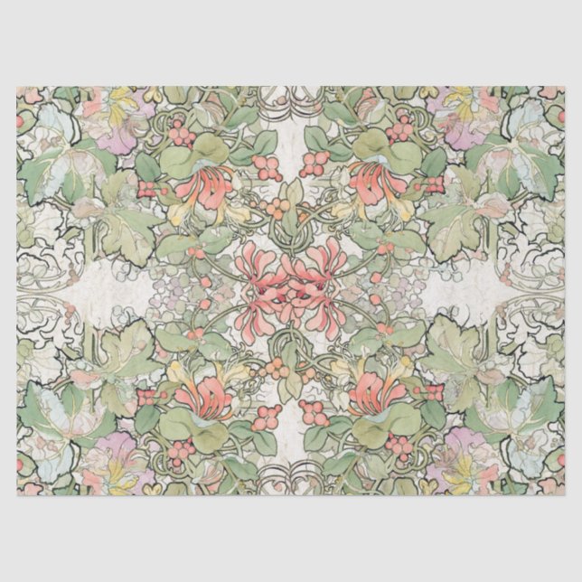 Mucha Kunst Nouveau Hollyhock-Blumen-Seidenpapier Seidenpapier (Vorderseite)