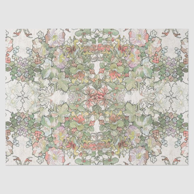 Mucha Kunst Nouveau Hollyhock-Blumen-Seidenpapier Seidenpapier (Vorderseite)