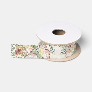 Mucha Kunst Nouveau Hollyhock-Kunst-Blumen-Band Satinband