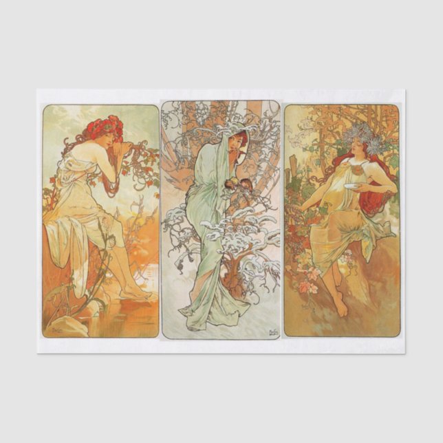 Mucha Ladys Kunstdecoup Seidenpapier (Vorderseite)
