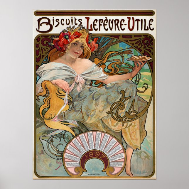 Mucha - Lefevre Biscuits 1896 Poster (Vorne)