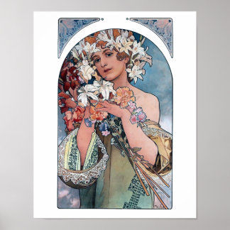 Mucha lilies art Deko
