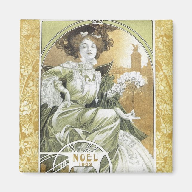 Mucha Magnet: Alphonse Mucha - Art Nouveau Magnet (Vorne)