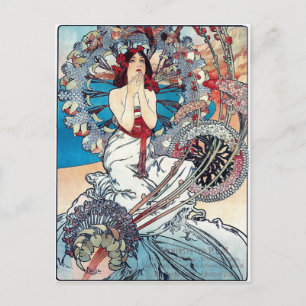 Mucha Monaco Monte Carlo Art Deco Plakat Dame Postkarte