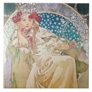 Mucha Princess Hyacinth Tile Trivet Geschenkbox Fliese