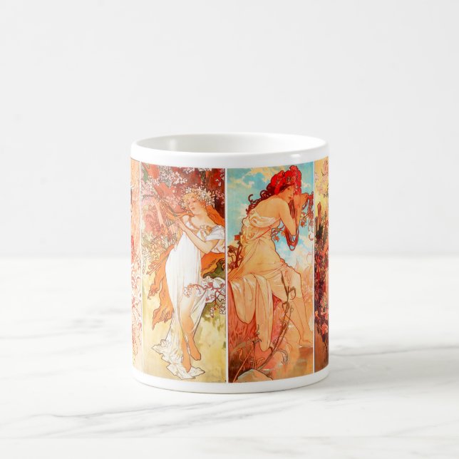 Mucha vier Reihen der Jahreszeiten ursprüngliche Kaffeetasse (Mittel)