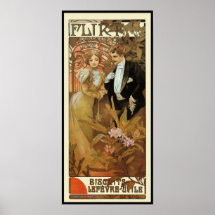Mucha - Vintage französische Plakat-Kunst - Flirt Poster