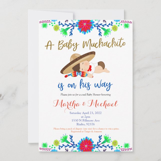 Muchachito MEXICAN Fiesta Baby shower Invitation (Devant)