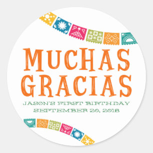 MUCHAS GRACIAS - DANKE GASTGESCHENKE RUNDER AUFKLEBER
