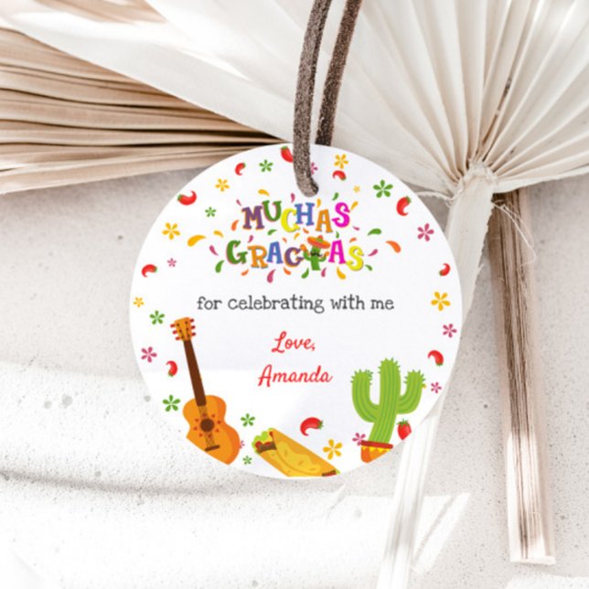 Muchas Gracias Mexican Birthday Vielen Dank Tag Geschenkanhänger (Von Creator hochgeladen)