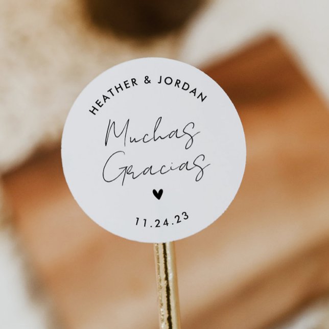 Muchas Gracias Minimalistisch Wedding Vielen Dank Runder Aufkleber (Von Creator hochgeladen)