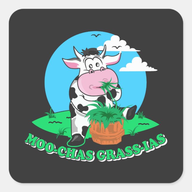 Muchas Gracias Moo Chas Grass Ias Quadratischer Aufkleber (Vorderseite)