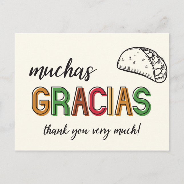 Muchas Gracias Taco Vielen Dank Postkarte (Vorderseite)