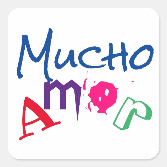 Mucho amor quadratischer aufkleber (Vorderseite)
