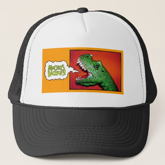 Muchos Backflips! T-Rex Fernlastfahrer-Hut Truckerkappe (Vorderseite)