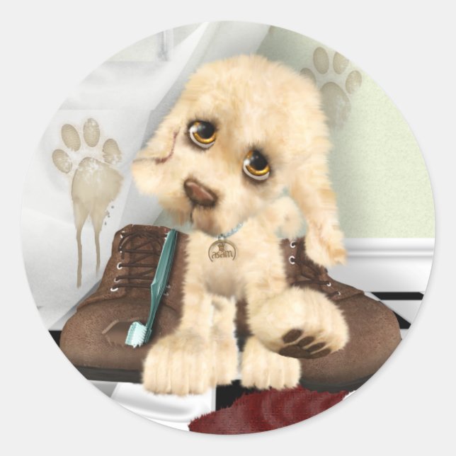 Mucky Pup Runder Aufkleber (Vorderseite)
