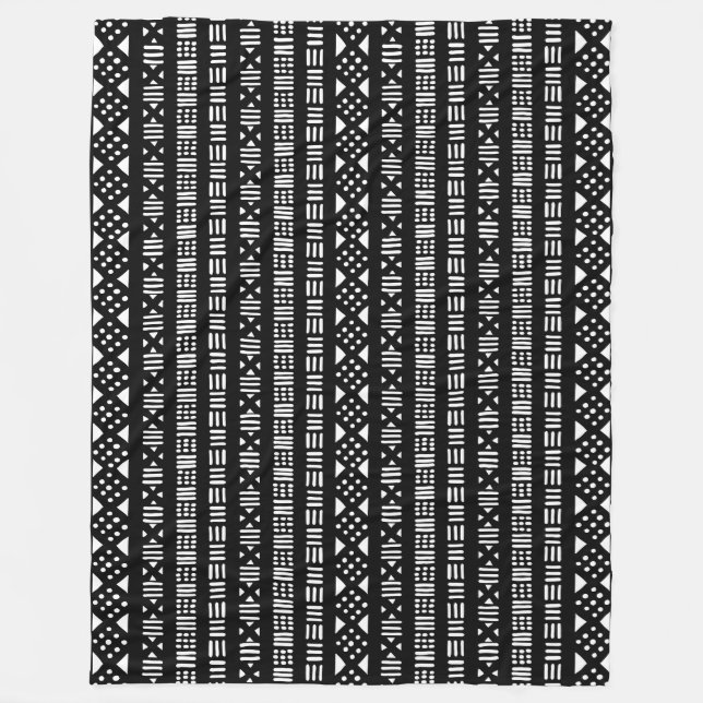 Mud Cloth Style 01 - Schwarz Fleecedecke (Vorderseite)