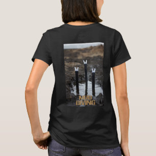 Mud Diving Frauen schwarzes T-Shirt Rücken