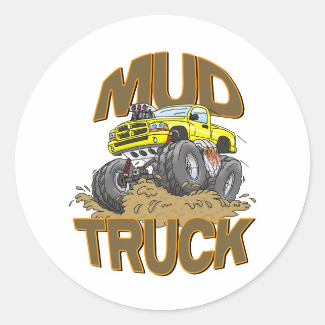 Mud Truck Dodge Runder Aufkleber (Vorderseite)
