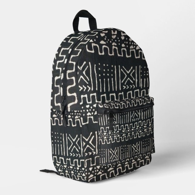 Mudcloth Bedruckter Rucksack (Rückseitige Ecke links)