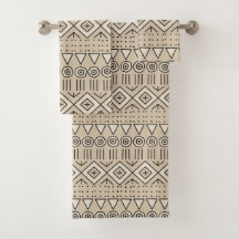 Mudcloth Tribal Muster, Creme, Beige, Schwarz