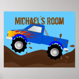 Muddy Blue Monster Truck Personalisiert Poster