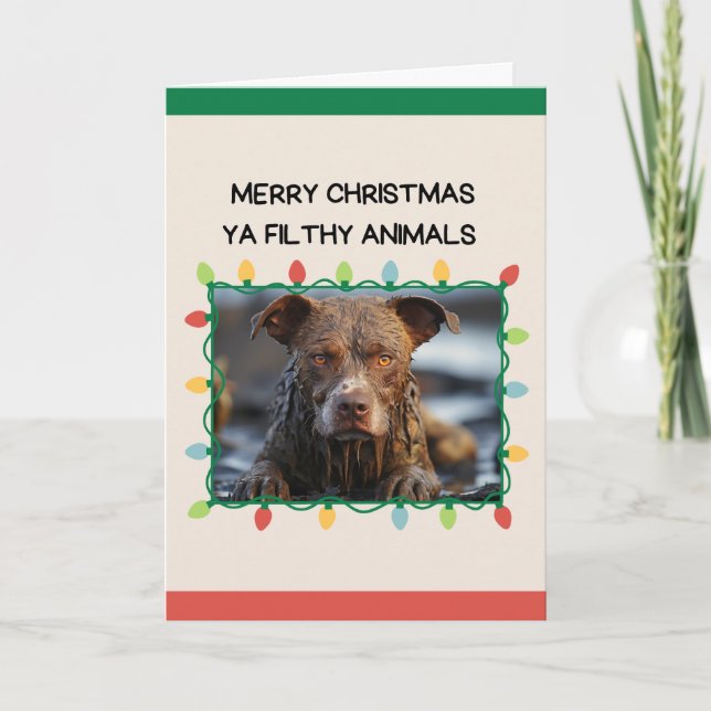 Muddy Brown Dog Funny Christmas Karte (Vorderseite)