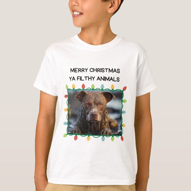 Muddy Brown Dog Funny Kid Weihnachten T-Shirt (Vorderseite)
