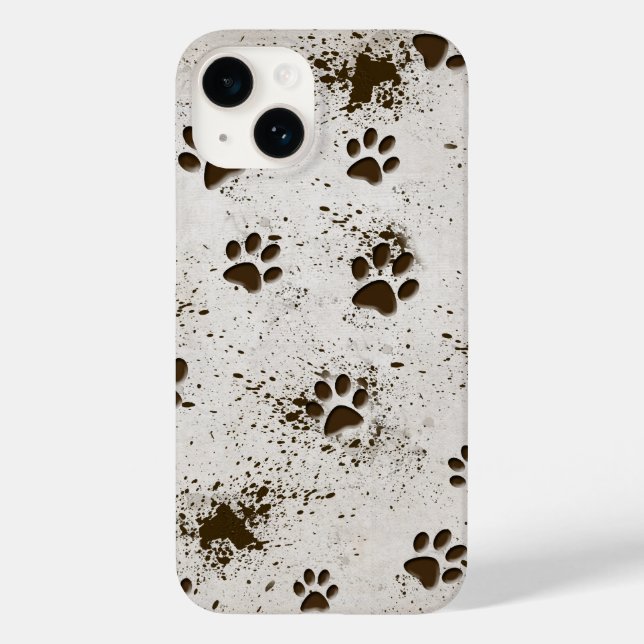 Muddy Dog Paw Prints Case-Mate iPhone 14 Hülle (Rückseite)