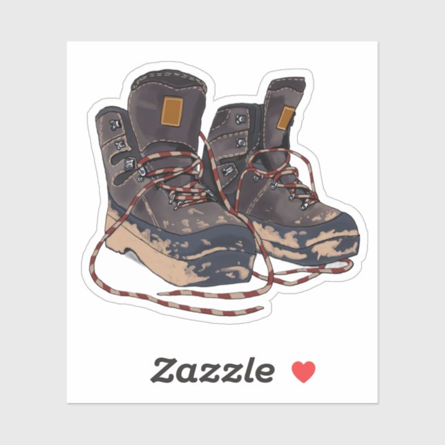 Muddy Hiking Boots Graphic Outdoor Adventure Aufkleber (Blatt)