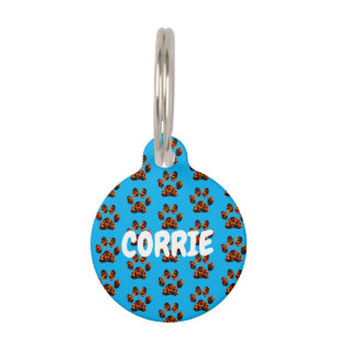 Muddy Paws auf Sky Blue Round Pet ID-Tag Haustiermarke