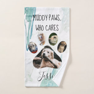 Muddy Paws Who Foto Paw Print Handtuch