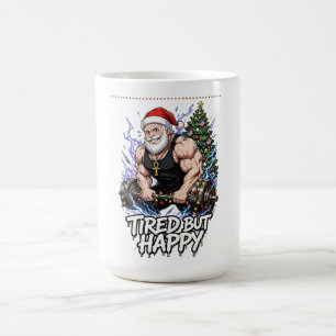 Müde aber glückliches Anime-Santa-Gym-Shirt Kaffeetasse