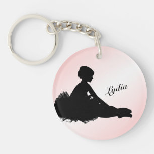Müde Ballerina Personalisiert mit Namen Rosa Schlüsselanhänger
