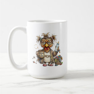 Müde Glucke Mama Leben Lustig Erschöpfte Henne Kaffeetasse