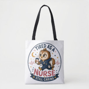Müde Krankenschwester Eule Cartoon-Illustration Tasche